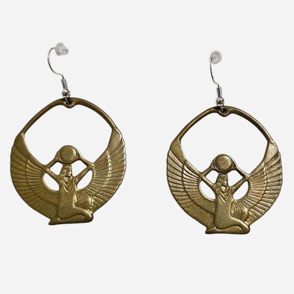 Vintage Egyptian Revival Winged Isis Earrings